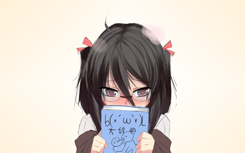 anime girl reading book