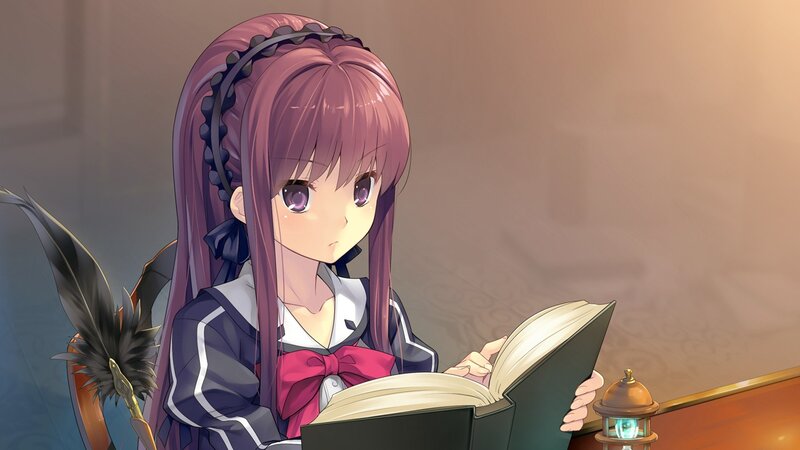 anime girl reading book