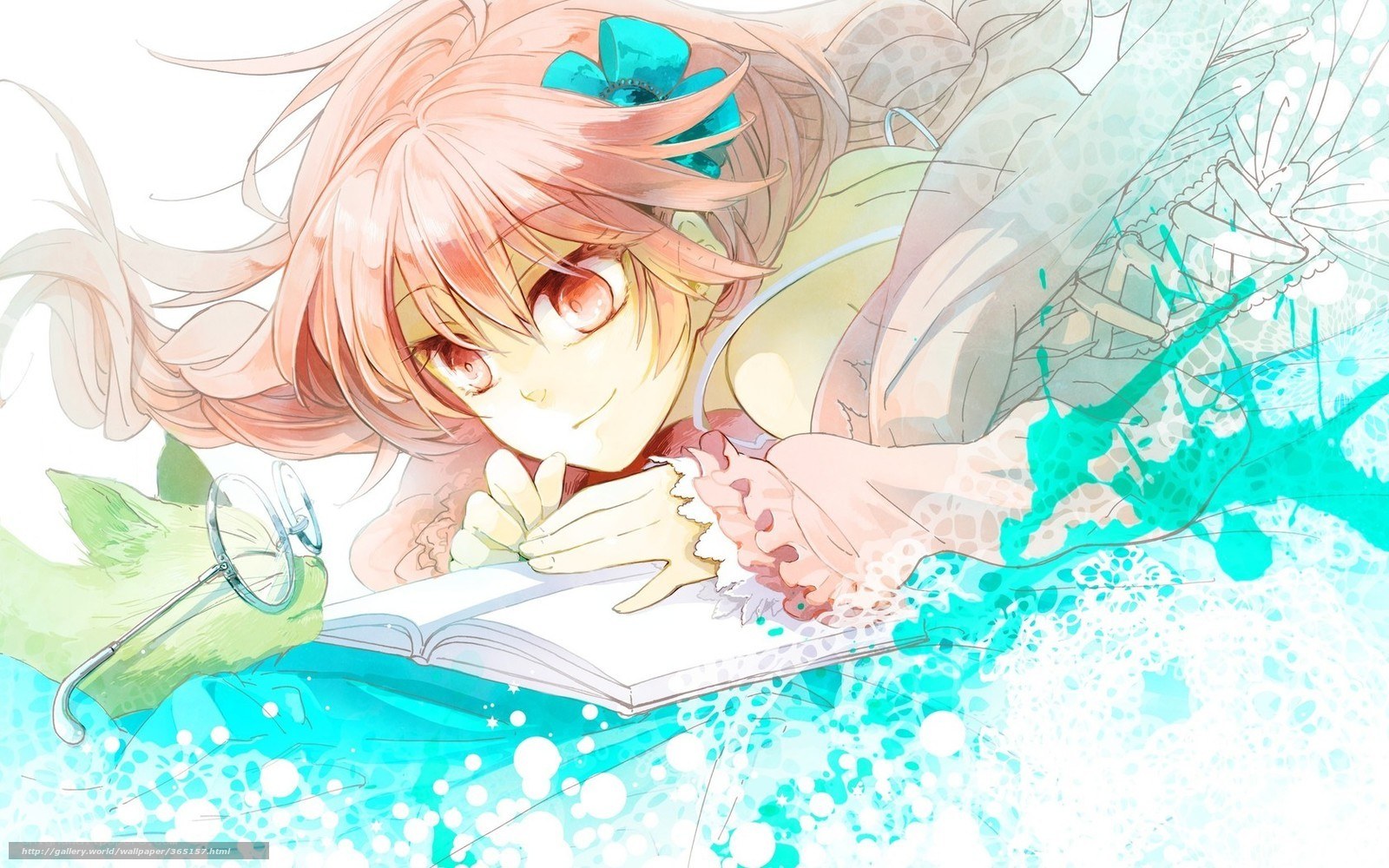 anime girl reading book