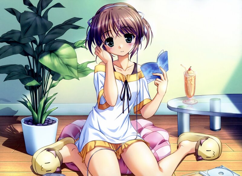 Anime girl reading book