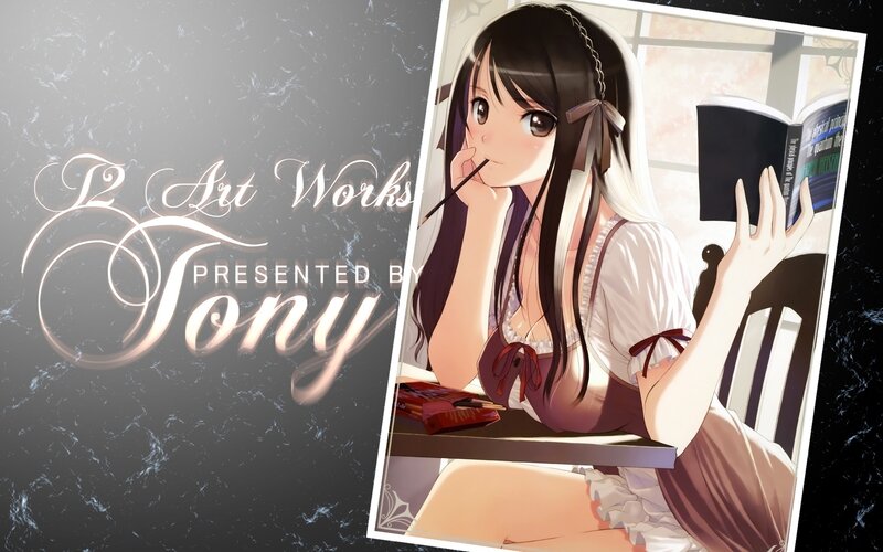 Anime girl reading book
