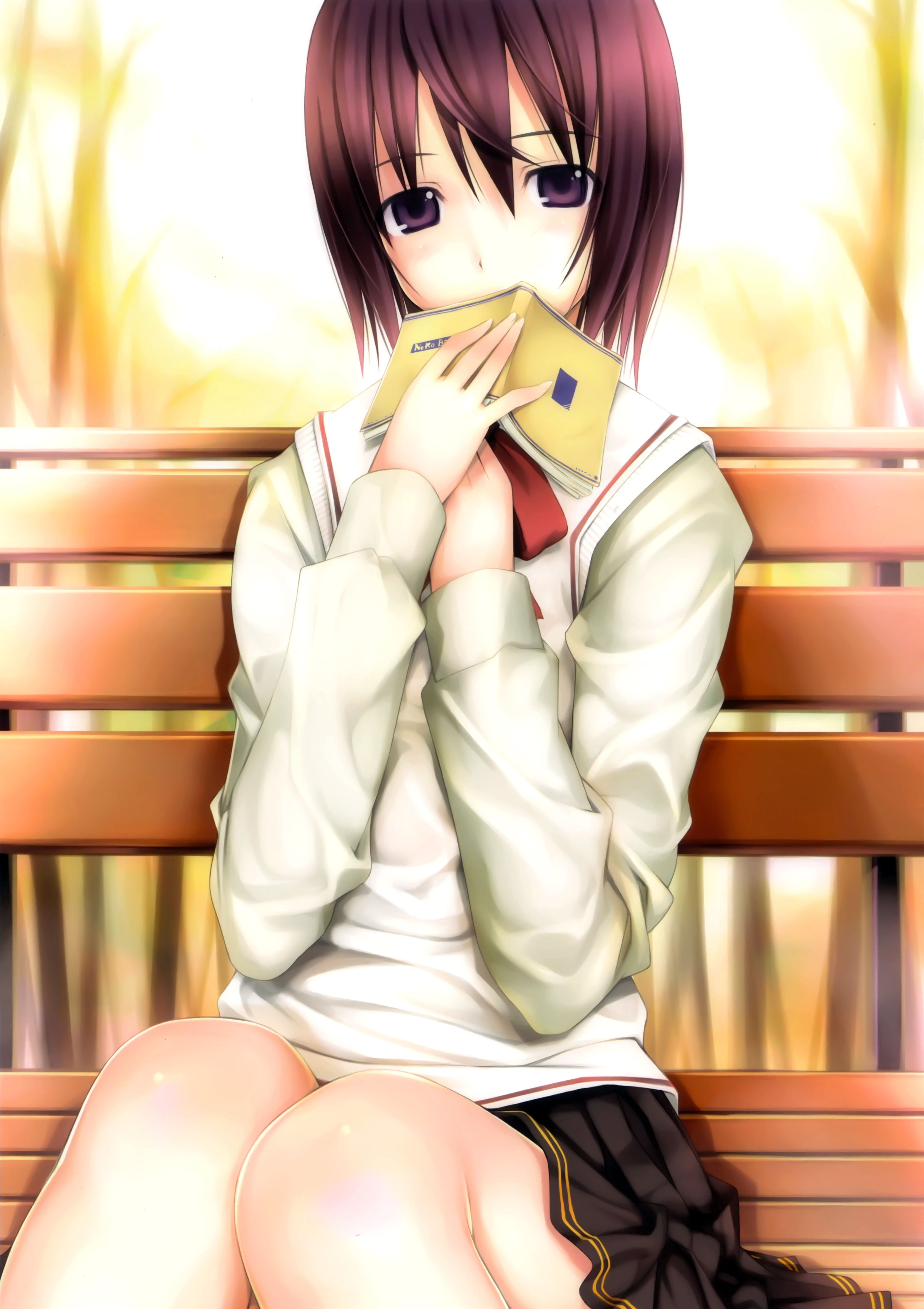 anime girl reading book