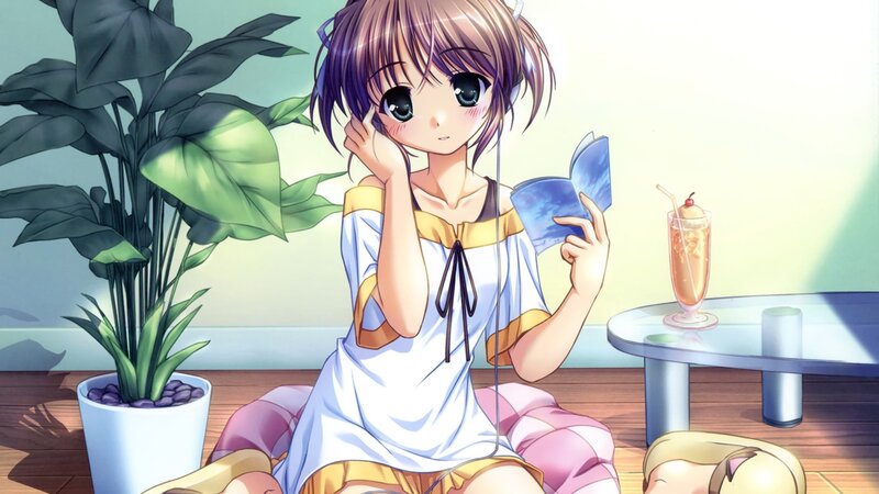 anime girl reading book