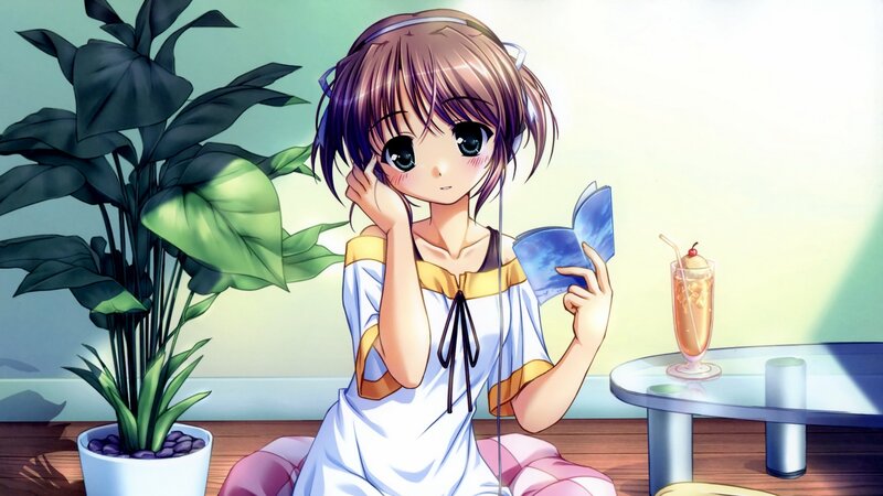 anime girl reading book