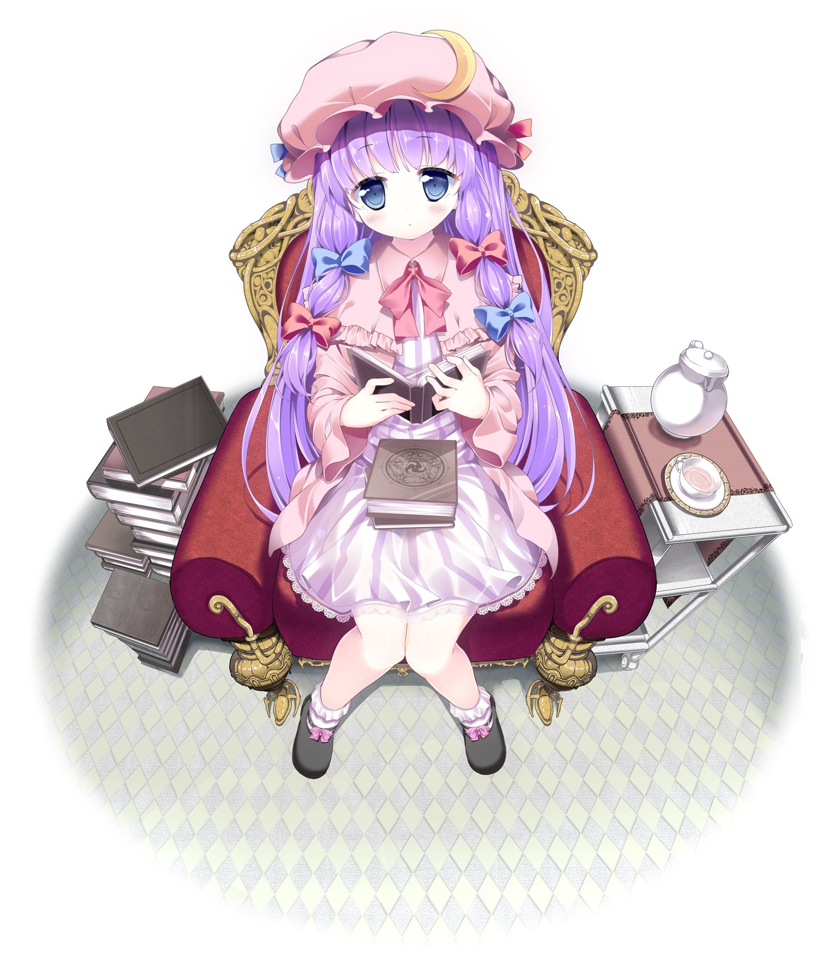 anime girl reading book