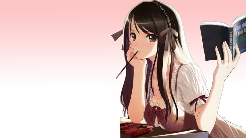 anime girl reading book