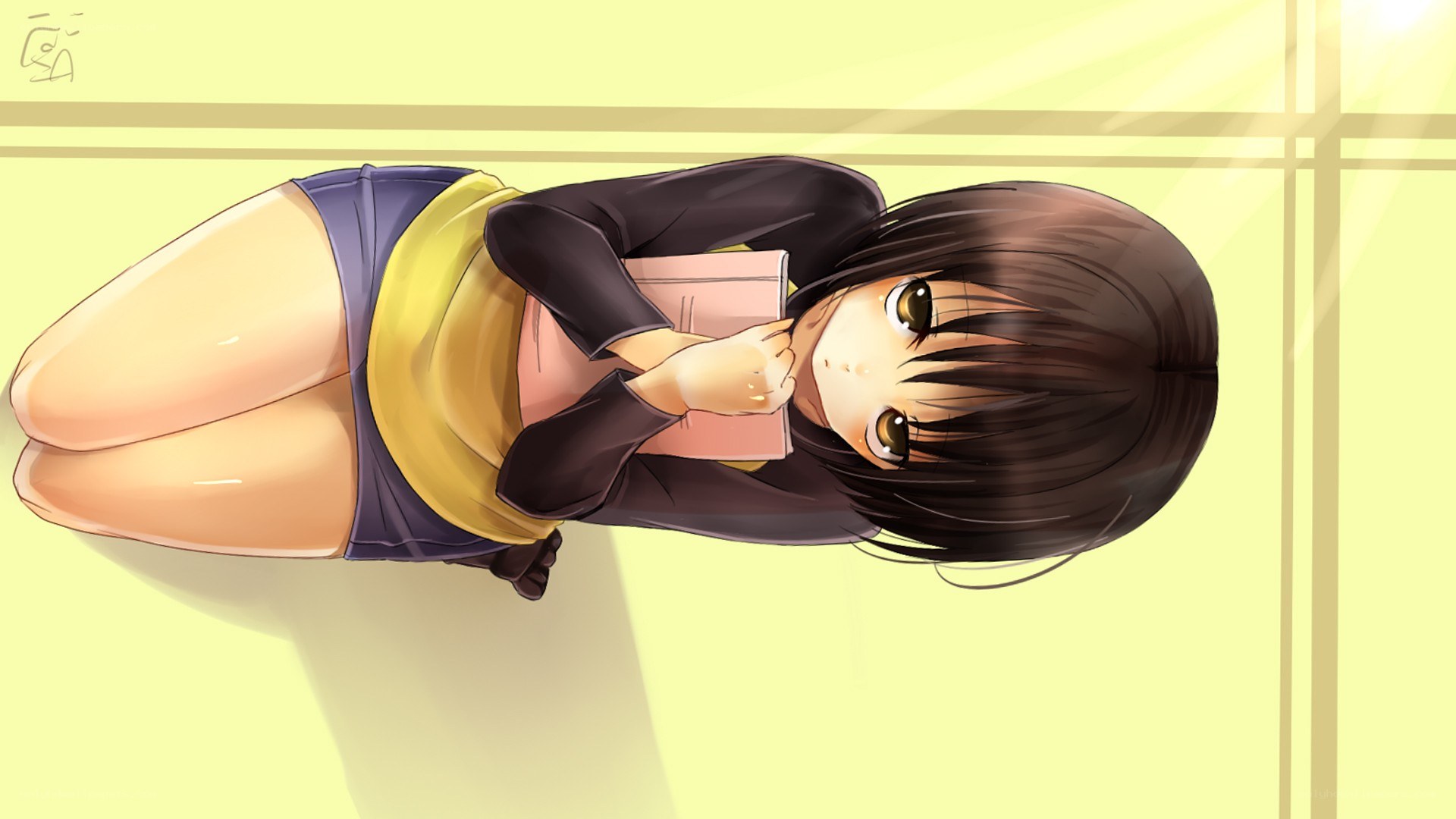 anime girl reading book