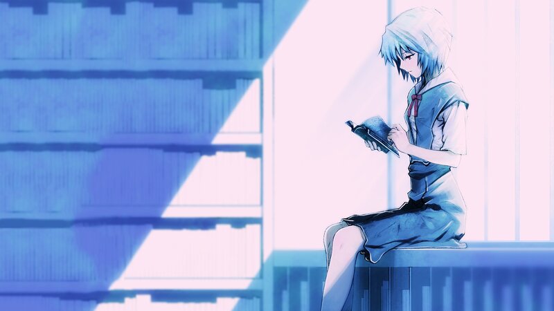 anime girl reading book