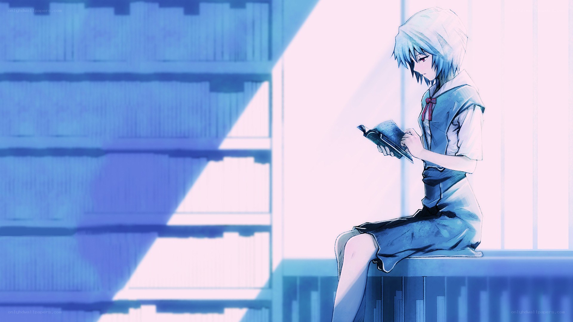 anime girl reading book