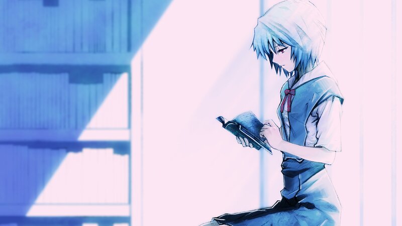 anime girl reading book