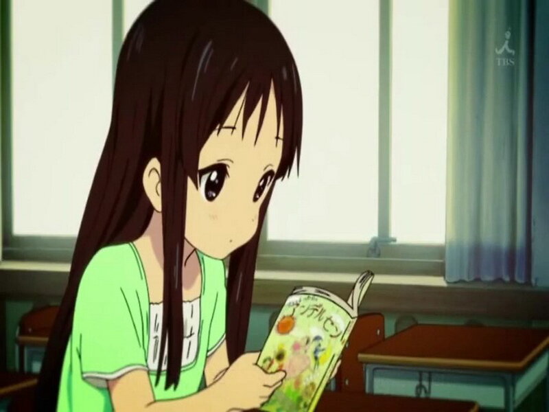 anime girl reading book