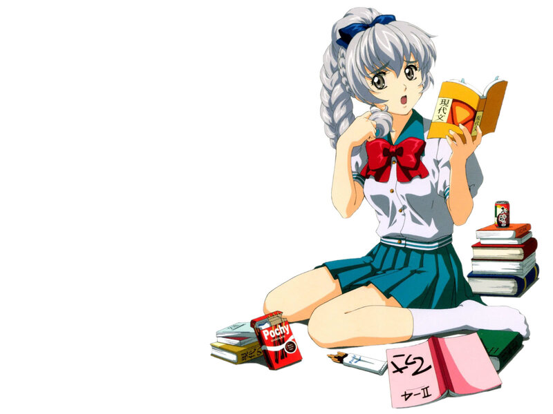 anime girl reading book