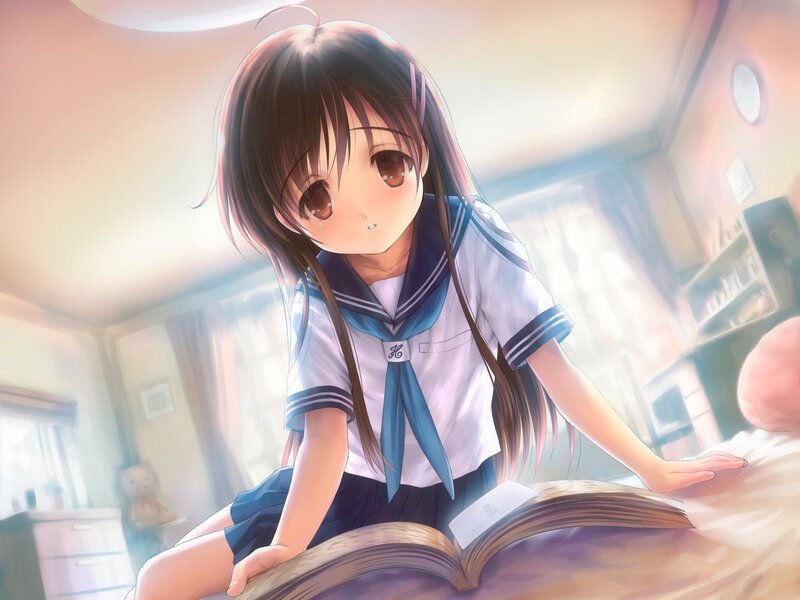 anime girl reading book