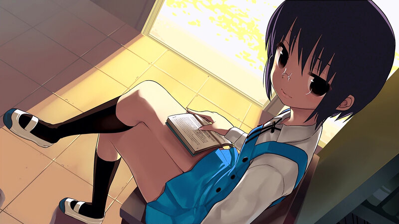 anime girl reading book