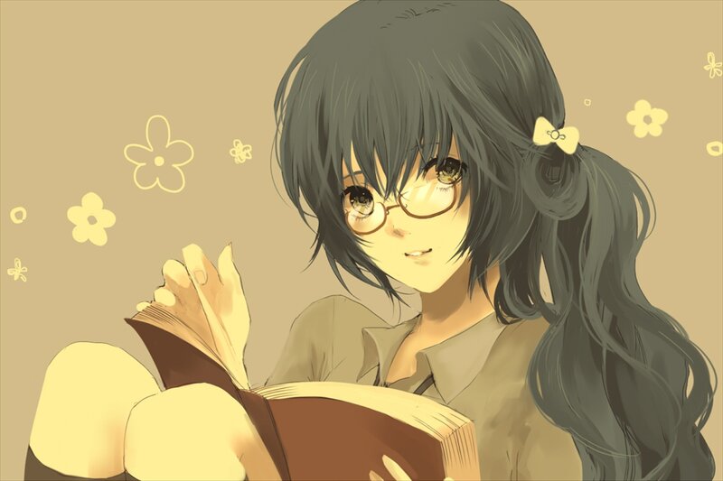anime girl reading book