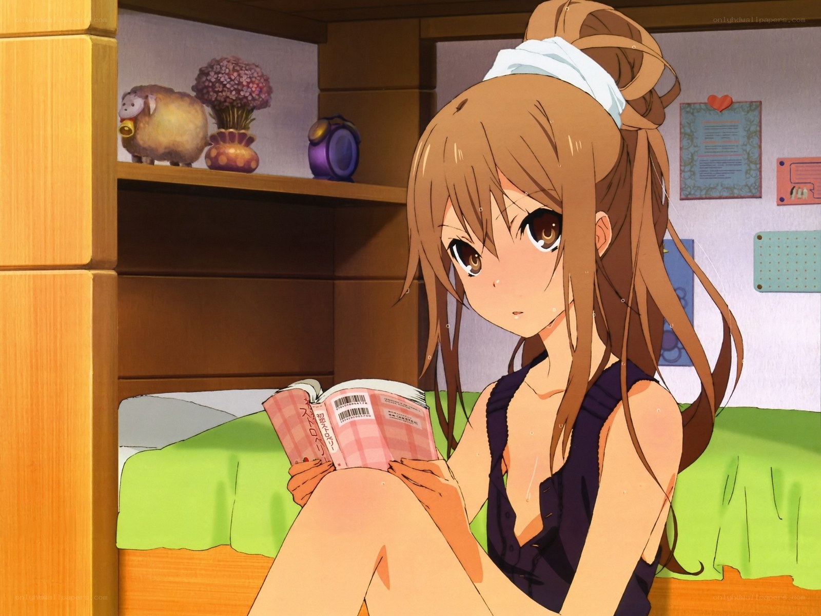 anime girl reading book