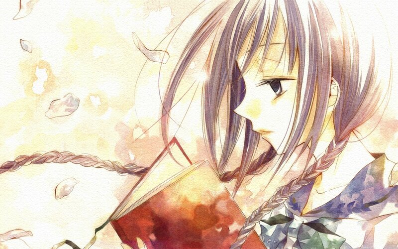anime girl reading book