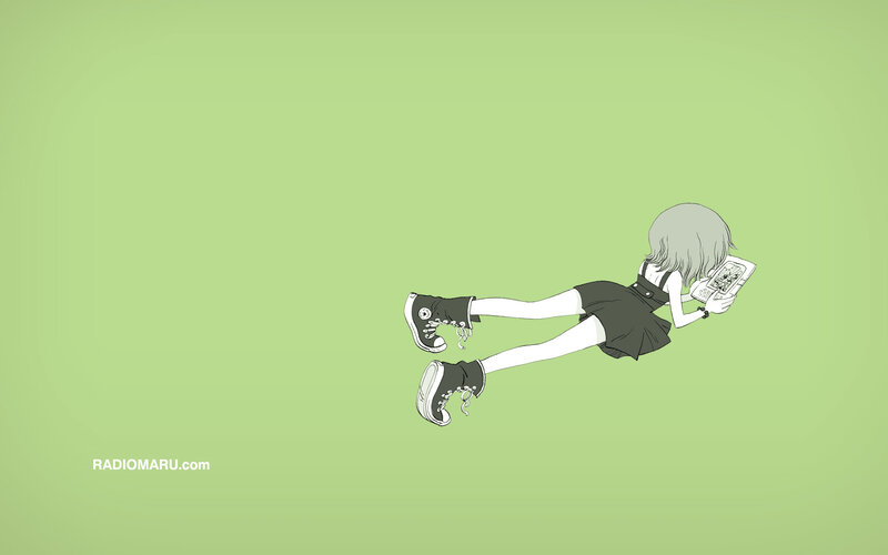 anime girl reading book