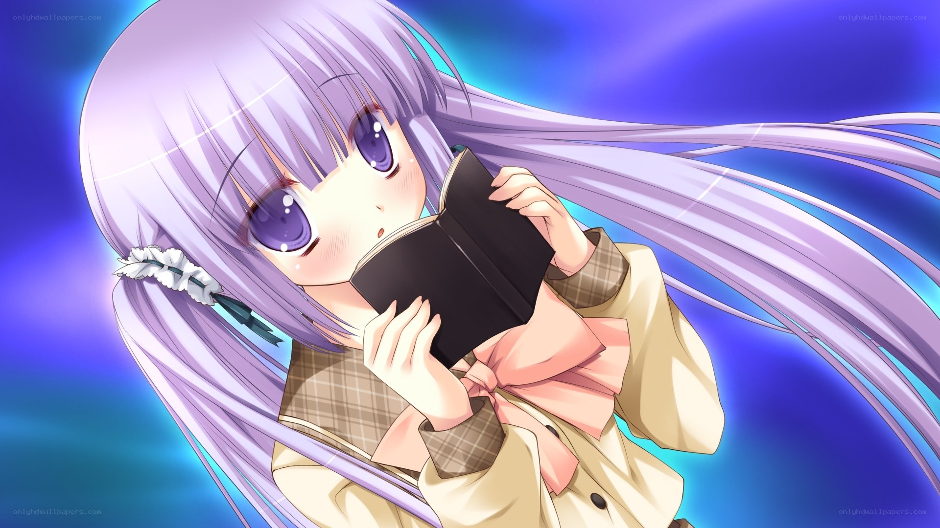 anime girl reading book