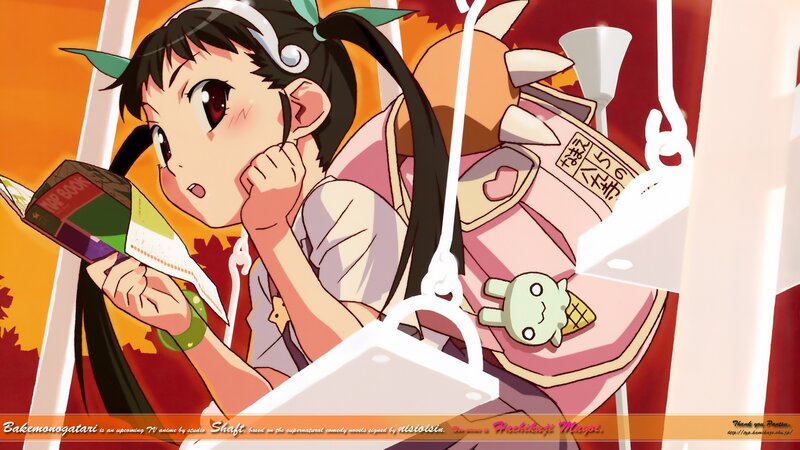Anime girl reading book