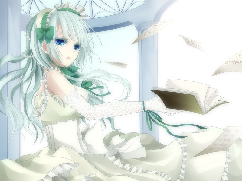 anime girl reading book