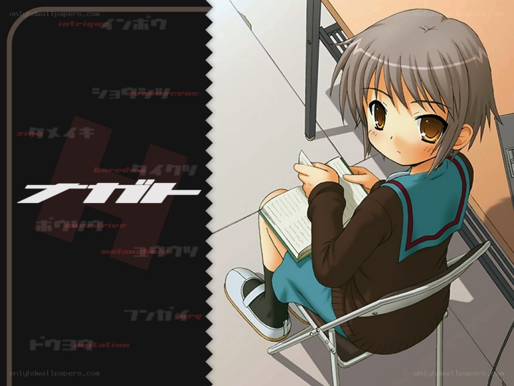 anime girl reading book