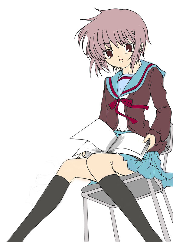 anime girl reading book