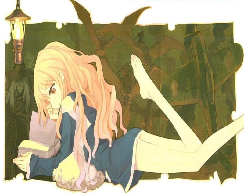 anime girl reading book