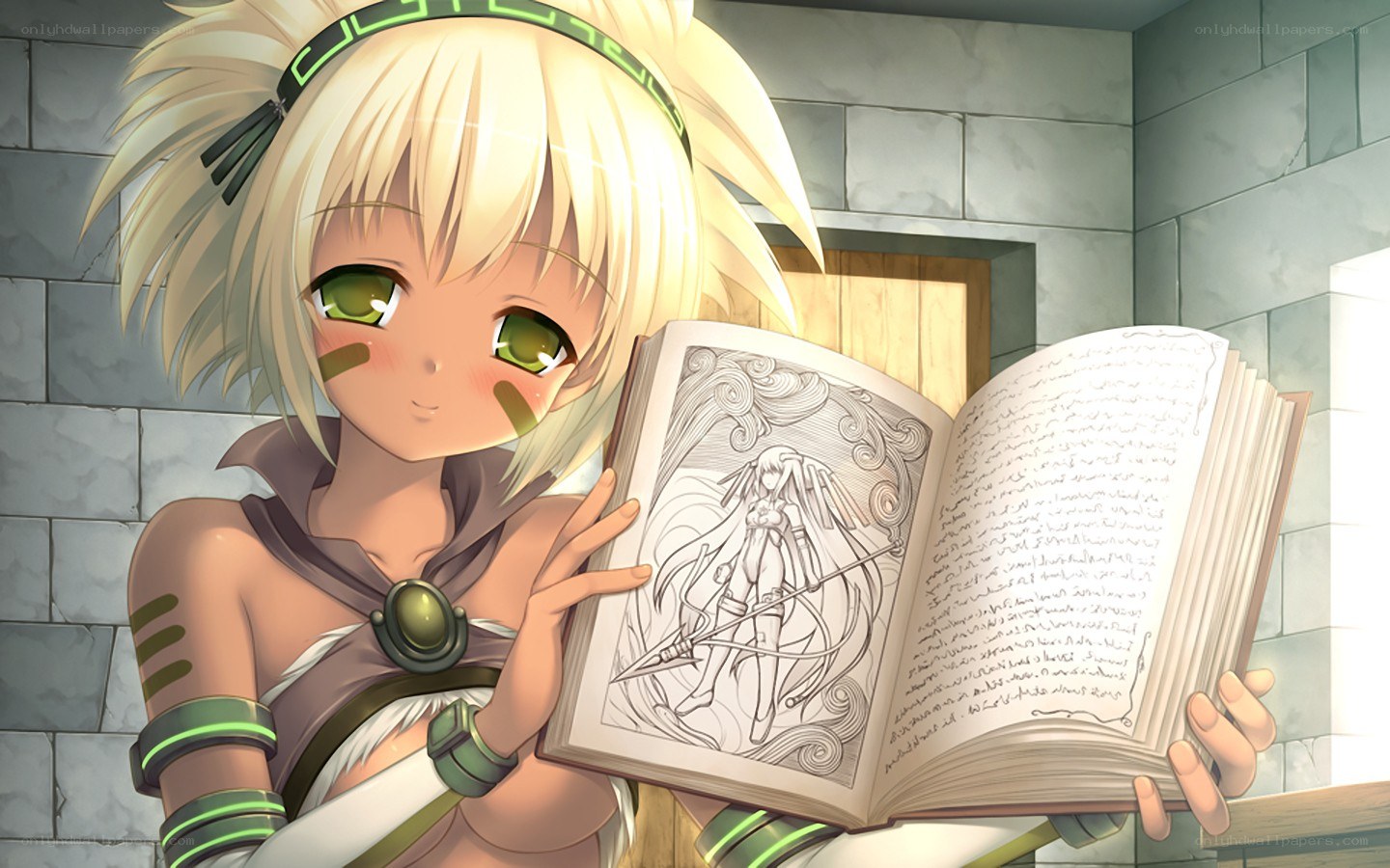 anime girl reading book
