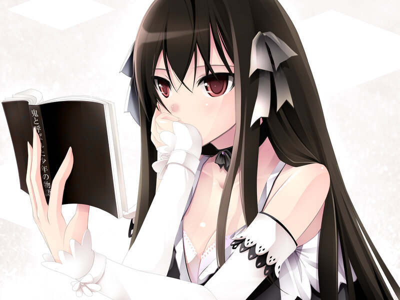 Anime Girl Reading Book — Black, Calm, Gloves