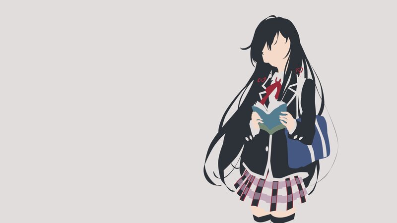 Anime Girl Reading Book — Black, Calm, School Uniform