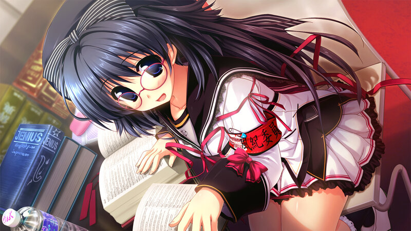Anime Girl Reading Book — Black, Calm