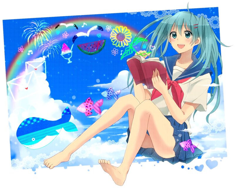 Anime Girl Reading Book — Blue, Dreamy