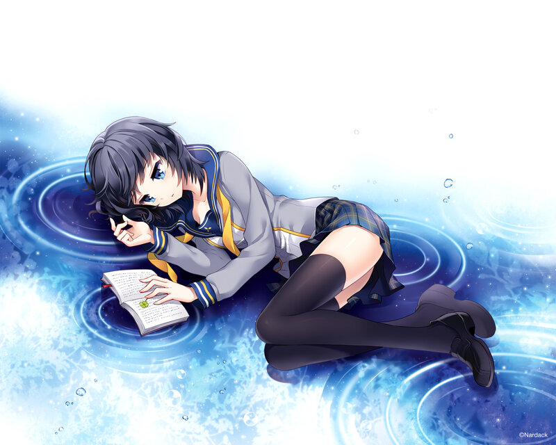 Anime Girl Reading Book — Blue, Serene