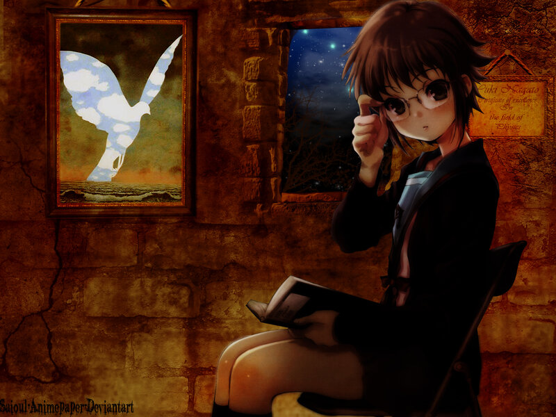 Anime Girl Reading Book — Brown, Contemplative