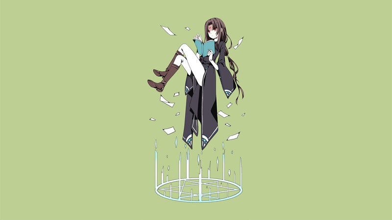Anime Girl Reading Book — Green, Calm, Floating