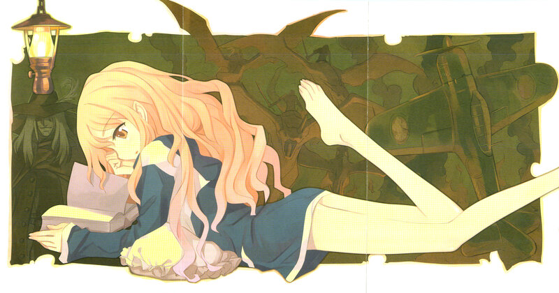Anime Girl Reading Book — Green, Calm, Night