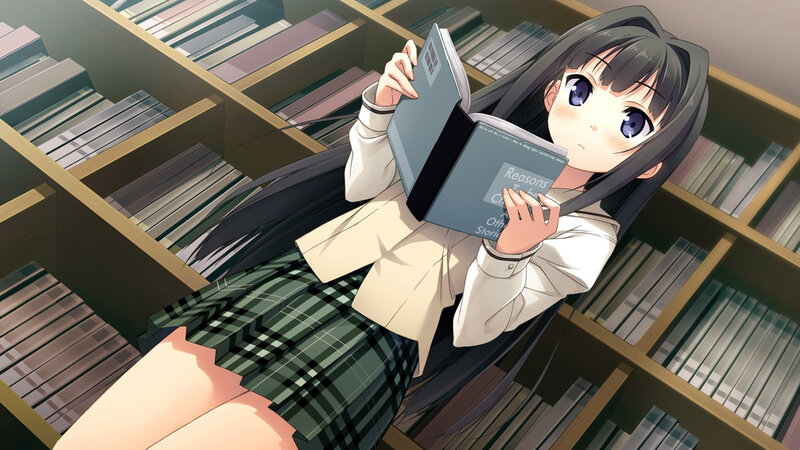 Anime Girl Reading Book — Green, Calm