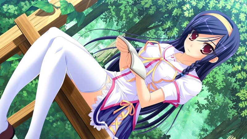 Anime Girl Reading Book — Green, Peaceful