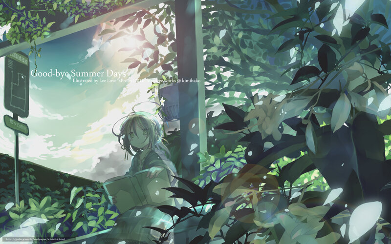 Anime Girl Reading Book — Green, Serene, Summer, Digital Art