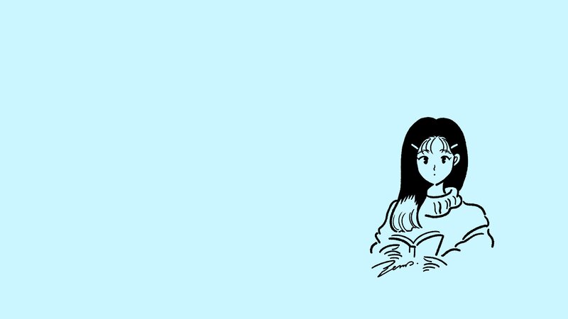 Anime Girl Reading Book — Light Blue