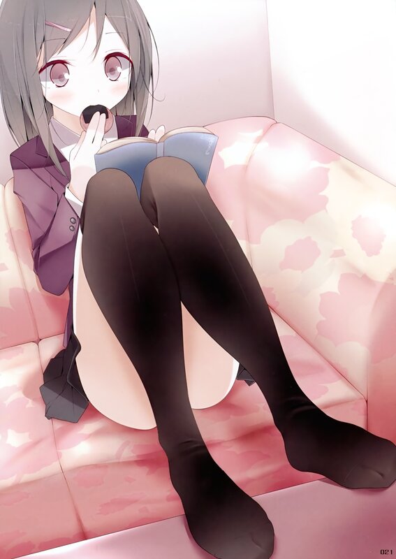 Anime Girl Reading Book — Pink, Calm, Manga