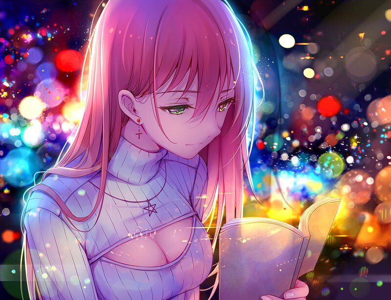 Anime Girl Reading Book — Pink, Dreamy