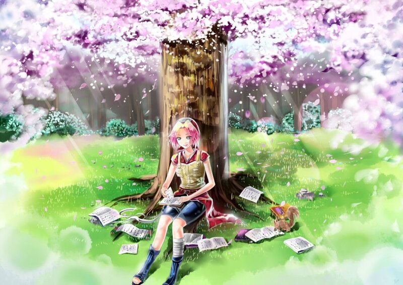 Anime Girl Reading Book — Pink, Serene