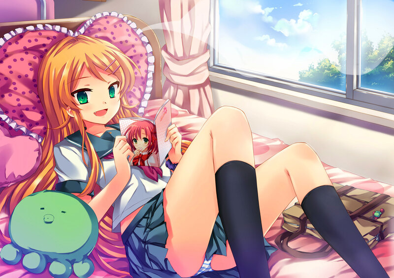 Anime Girl Reading Book — Pink
