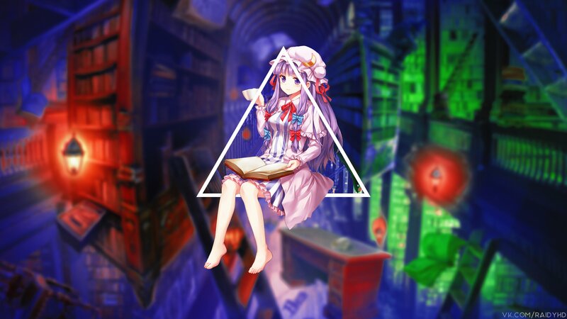 Anime Girl Reading Book — Purple, Calm, Night, Digital Art, Hat