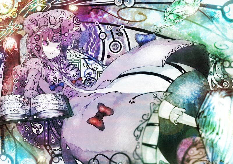 Anime Girl Reading Book — Purple, Dreamy, Digital Art, Bow Tie