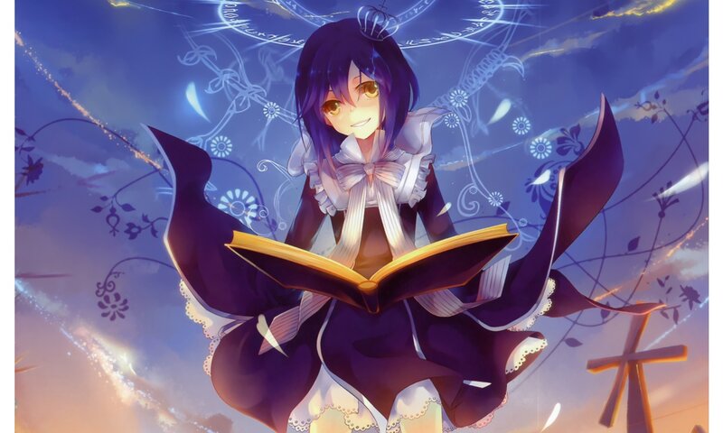 Anime Girl Reading Book — Purple, Magical