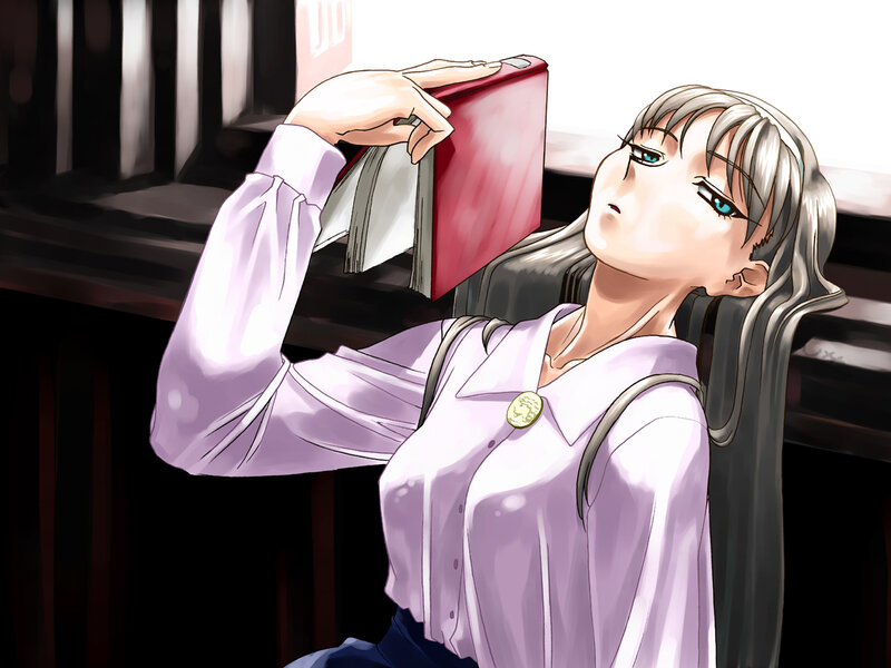 Anime Girl Reading Book — Purple