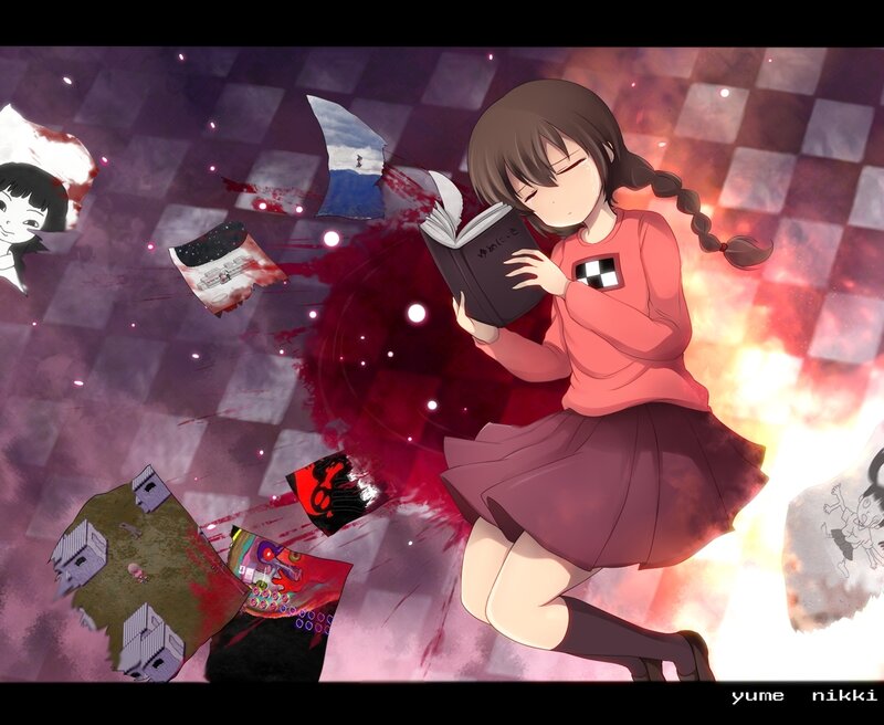 Anime Girl Reading Book — Red, Dramatic